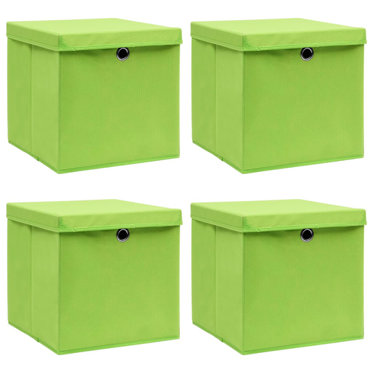 vidaXL Säilytyslaatikot kansilla 4 kpl vihreä 32x32x32 cm kangas