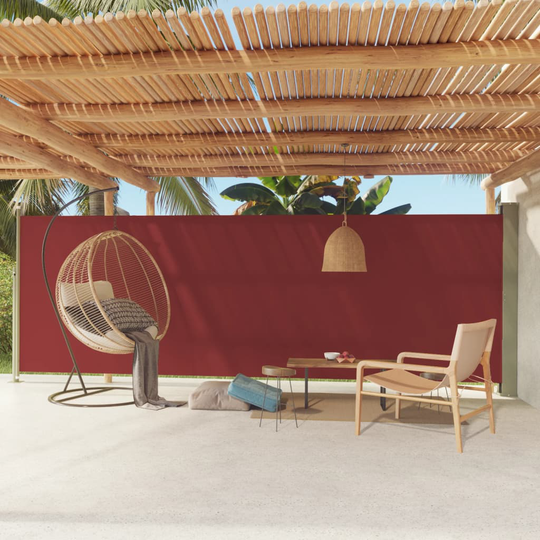vidaXL Terassin sisäänvedettävä sivumarkiisi 180x600 cm punainen