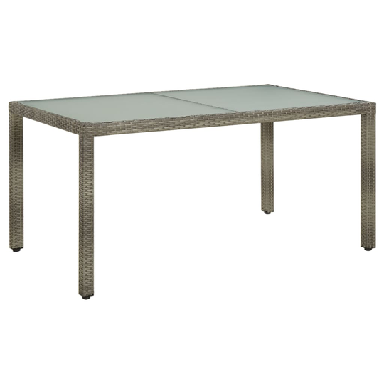 vidaXL Puutarhapöytä 150x90x75cm karkaistu lasi ja polyrottinki harmaa