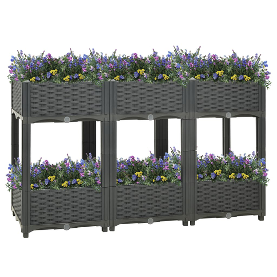 vidaXL Korotettu kukkalaatikko 120x40x71 cm polypropeeni