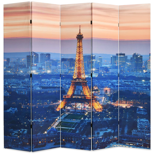 vidaXL Kokoontaitettava tilanjakaja 200x170 cm Pariisin yömaisema
