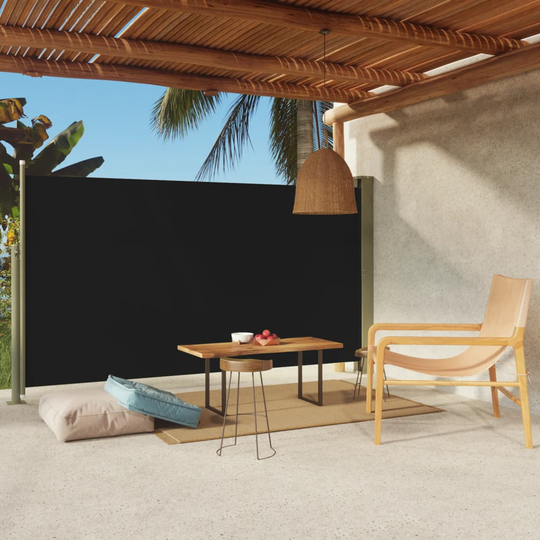 vidaXL Sisäänvedettävä terassin sivumarkiisi 170x300 cm musta