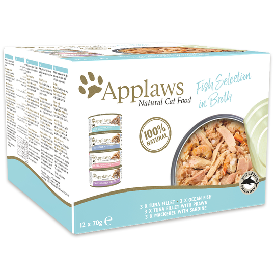 Applaws Adult -purkkilajitelmat 24 x 70 g - Fish Selection in Broth
