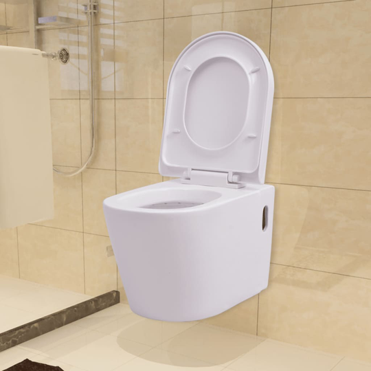 vidaXL Seinäkiinnitettävä WC Keraaminen Valkoinen