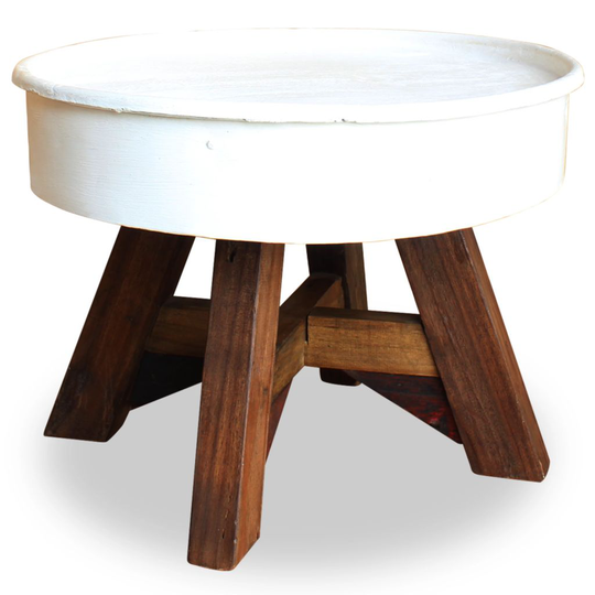 vidaXL Sohvapöytä täysi kierrätetty puu 60x45 cm valkoinen