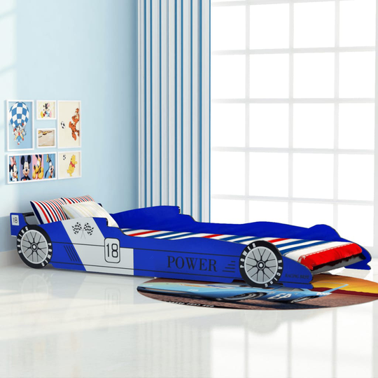 vidaXL Lastensänky kilpa-auto 90x200 cm Sininen