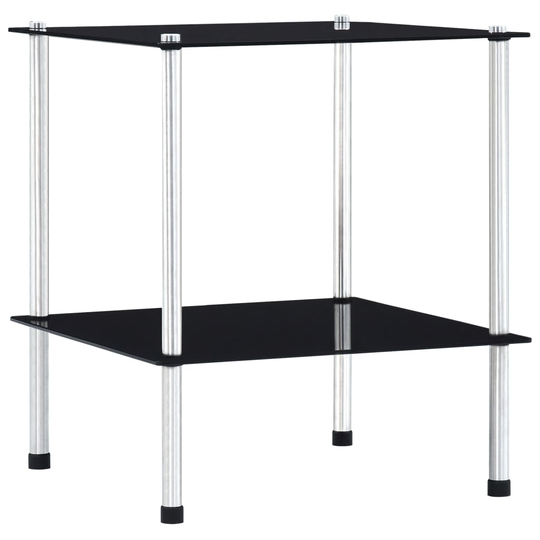 vidaXL 2-kerroksinen hylly musta 40x40x47 cm karkaistu lasi