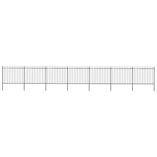 vidaXL Puutarha-aita keihäänkärjillä 11,9x1,5 m teräs musta