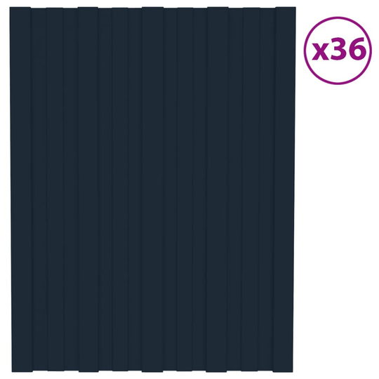 vidaXL Kattopaneeli 36 kpl galvanoitu teräs antrasiitti 60x45 cm