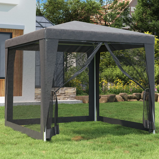 vidaXL Juhlateltta 4 verkkosivuseinää antrasiitti 2,5x2,5 m HDPE