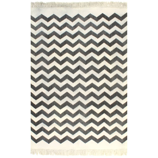 vidaXL Kelim-matto puuvilla 160x230 cm kuviolla mustavalkoinen