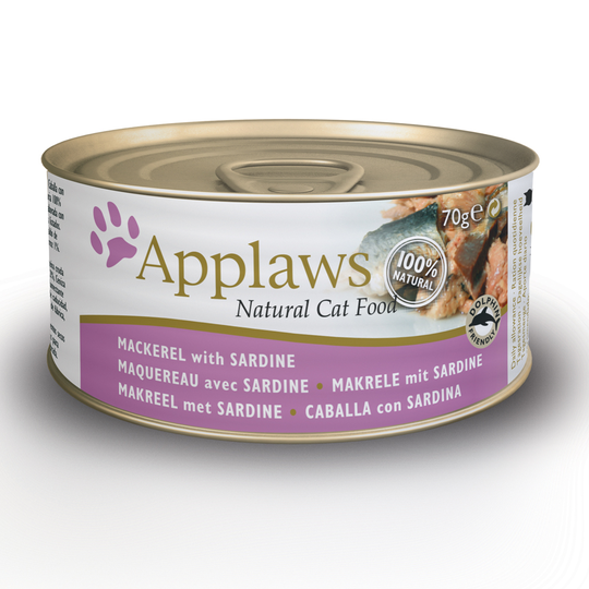 Applaws in Broth -kissanruoka 6 x 70 g - makrilli & sardiini