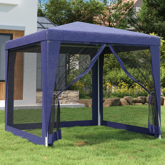 vidaXL Juhlateltta 4 verkkosivuseinää sininen 2,5x2,5 m HDPE