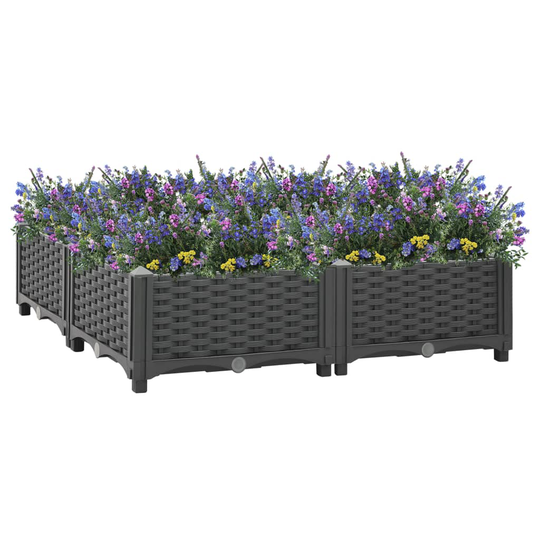 vidaXL Korotettu kukkalaatikko 80x80x23 cm polypropeeni