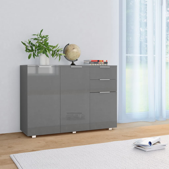 vidaXL Senkki korkeakiilto harmaa 107x35x76 cm