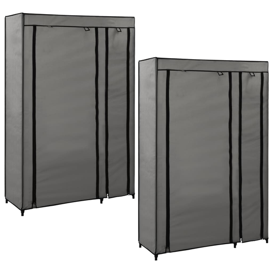 vidaXL Kokoontaitettavat vaatekaapit 2 kpl harmaa 110x45x175 cm kangas