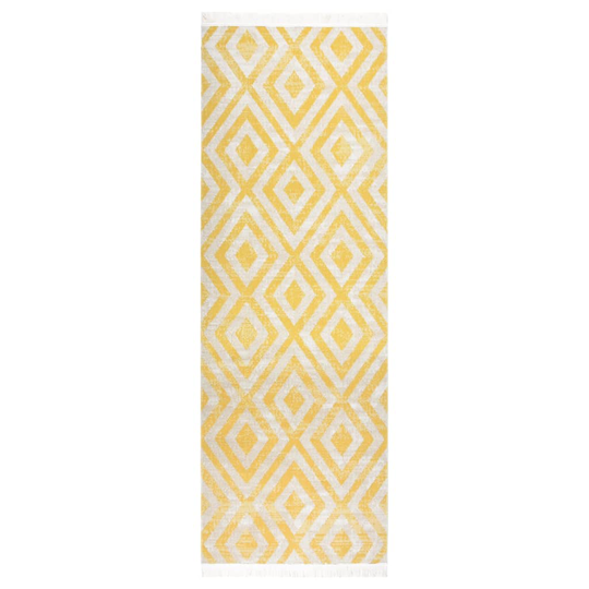 vidaXL Ulkomatto litteä kudos 80x250 cm keltainen ja beige