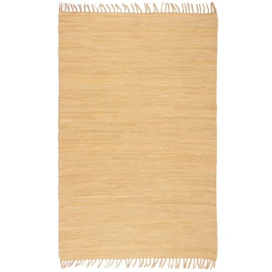 vidaXL Käsin kudottu Chindi-matto puuvilla 160x230 cm beige
