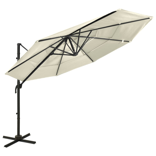vidaXL 4-tasoinen aurinkovarjo alumiinitanko hiekka 3x3 m
