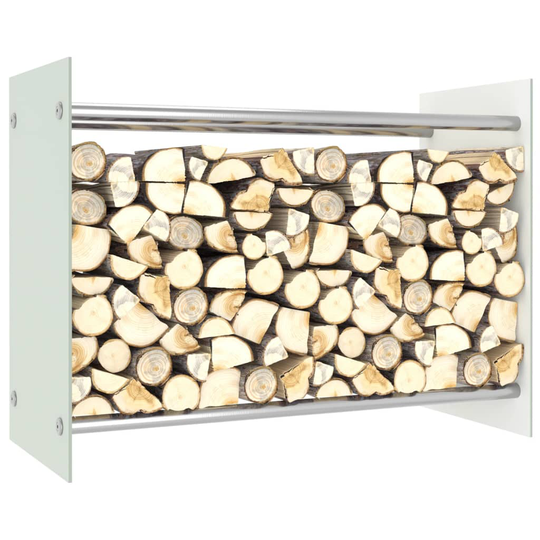 vidaXL Polttopuuteline valkoinen 80x35x60 cm lasi