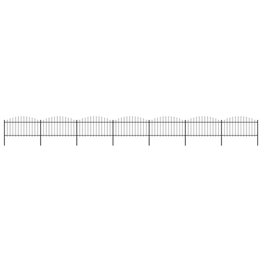 vidaXL Puutarha-aita keihäskärjillä teräs (1,25-1,5)x11,9 m musta