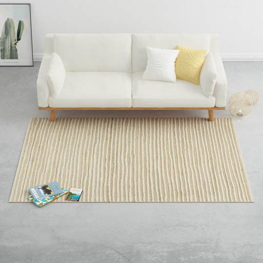 vidaXL Matto hamppu villa 160x230 cm luonnollinen/valkoinen