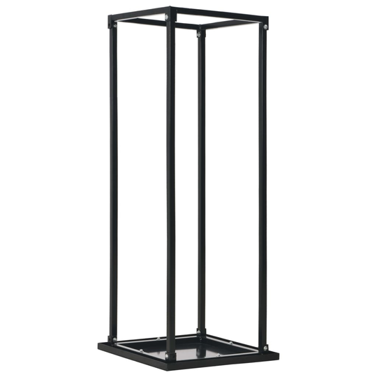 vidaXL Polttopuuteline alustalla musta 37x37x113 cm teräs