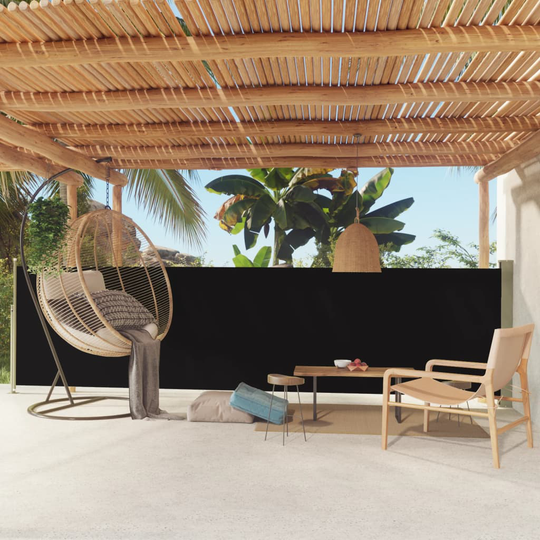 vidaXL Sisäänvedettävä terassin sivumarkiisi 140x500 cm musta