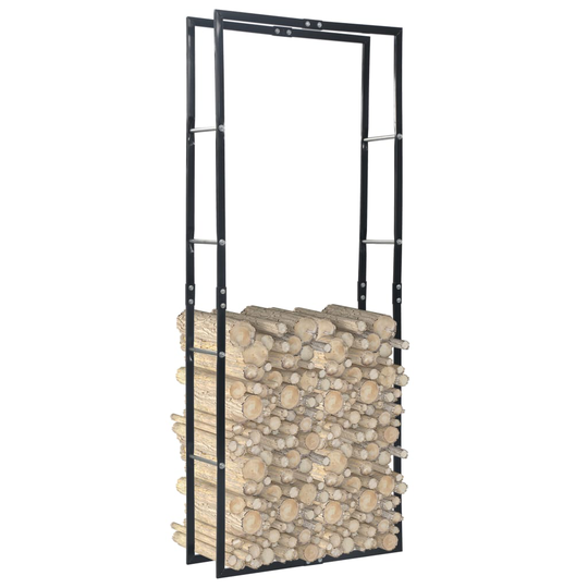 vidaXL Polttopuuteline musta 80x25x200 cm teräs