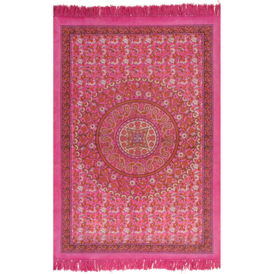 vidaXL Kelim matto puuvilla 160x230 cm kuviolla fuksianpunainen