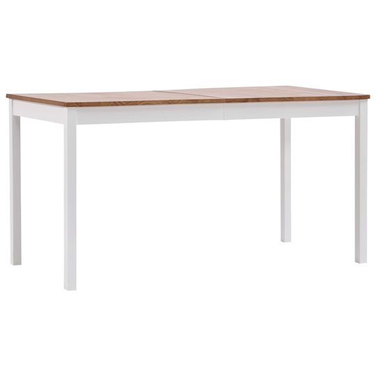 vidaXL Ruokapöytä valkoinen ja ruskea 140x70x73 cm mänty
