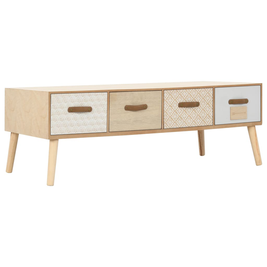 vidaXL Sohvapöytä 4 laatikolla 110x50x40 cm täysi mänty