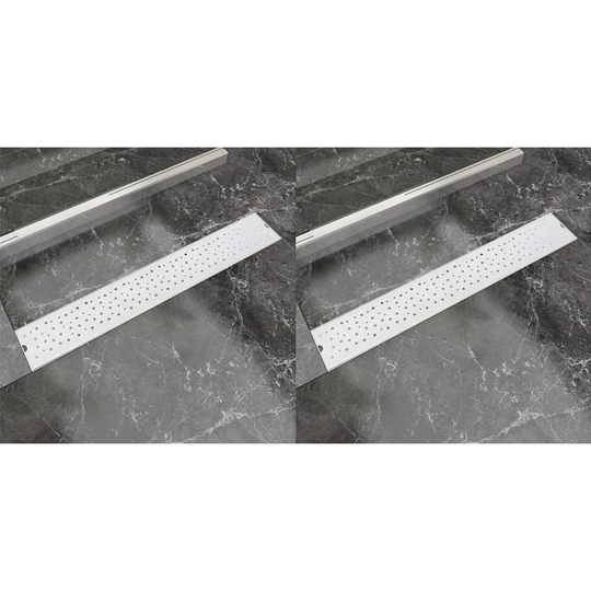 vidaXL Lineaarinen suihkukaivo 2 kpl kupla 730x140mm ruostumaton teräs