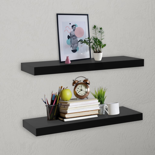 vidaXL Kelluvat seinähyllyt 2 kpl musta 60x20x3,8 cm