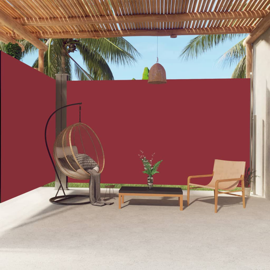 vidaXL Sisäänvedettävä sivumarkiisi punainen 220x600 cm