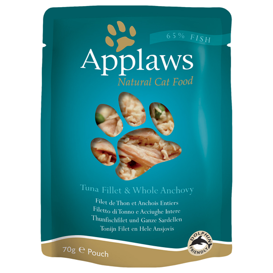 Applaws-kissanruoka 12 x 70 g - tonnikalafileet & anjovis