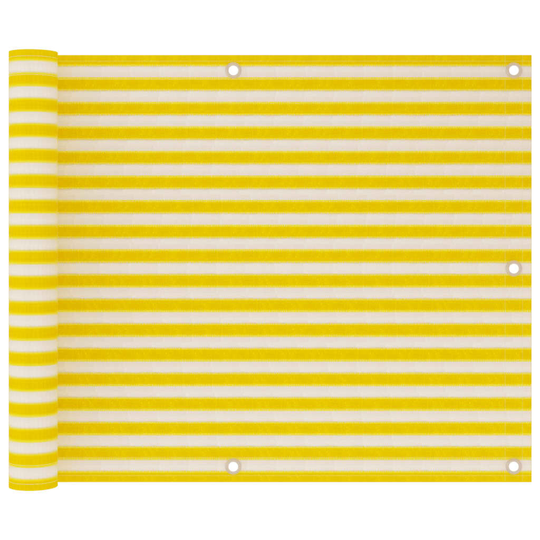vidaXL Parvekkeen suoja keltainen ja valkoinen 75x300 cm HDPE