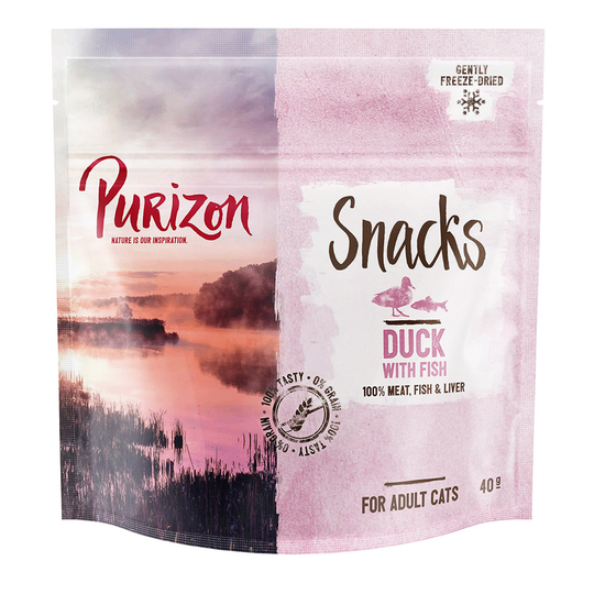 3 x 40 g Purizon-kissanherkkuja erikoishintaan! - UUTUUS: ankka & kala