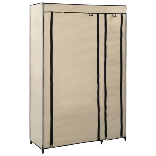 vidaXL Kokoontaitettava vaatekaappi kerma 110 x 45 x 175 cm kangas