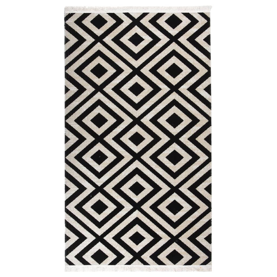 vidaXL Ulkomatto litteä kudos 115x170 cm musta ja beige