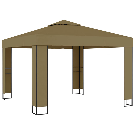 vidaXL Huvimaja kaksoiskatolla 3x3x2,7 m ruskeanharmaa 180 g/m²