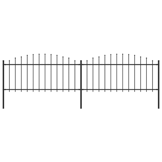 vidaXL Puutarha-aita keihäskärjillä teräs (0,5-0,75)x3,4 m musta