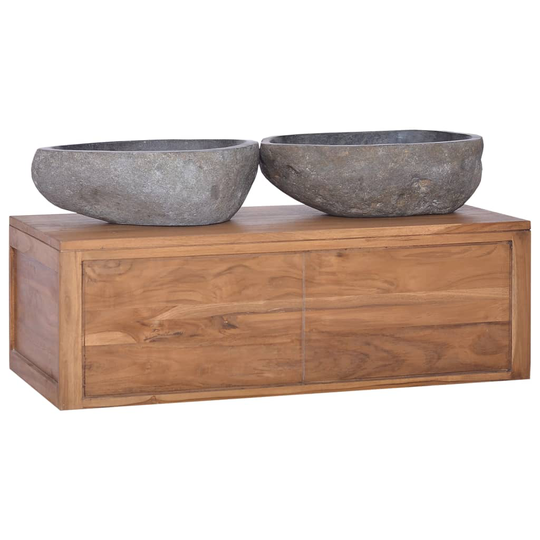 vidaXL Seinäkiinnitettävä kylpyhuoneen kaappi 90x45x30 cm täysi tiikki
