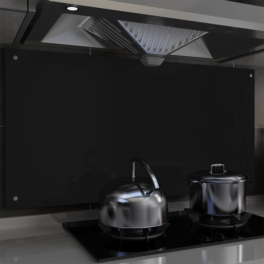vidaXL Keittiön roiskesuoja musta 120x60 cm karkaistu lasi