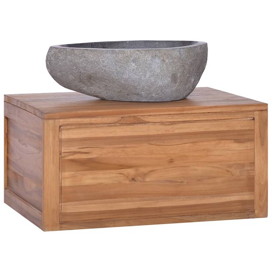 vidaXL Seinäkiinnitettävä kylpyhuoneen kaappi 60x45x30 cm täysi tiikki