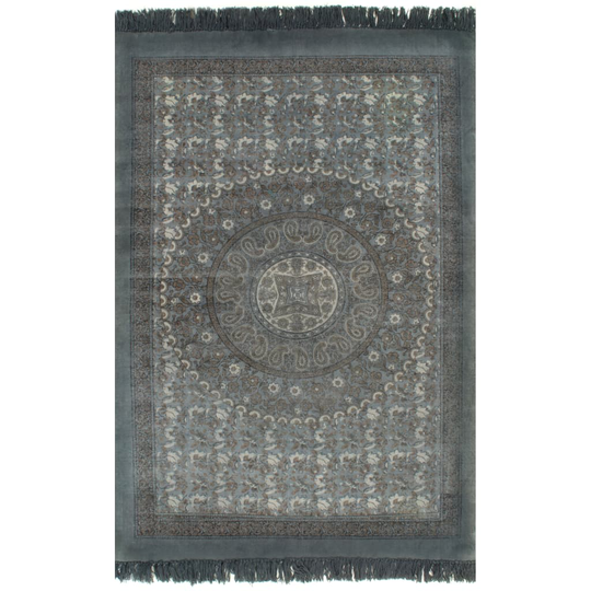 vidaXL Kilim matto puuvilla 160x230 cm harmaalla kuviolla