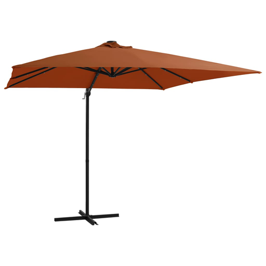 vidaXL Aurinkovarjo LED-valoilla terrakotta 250x250 cm