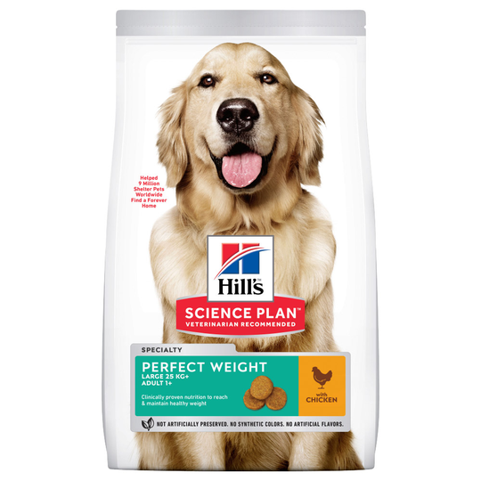 Hill's Science Plan -kevytruoka koirille erikoishintaan! - Adult 1+ Perfect Weight Large Chicken (12 kg)