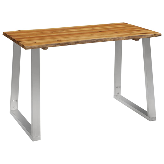 vidaXL Ruokapöytä 120x65x75 cm täysi akaasiapuu ja ruostumaton teräs