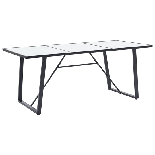 vidaXL Ruokapöytä valkoinen 180x90x75 cm karkaistu lasi